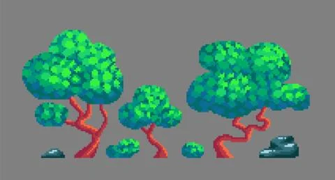 Pixel art game design elements. Stock Illustration