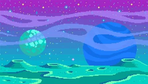 Pixel art game location. Stock Illustration