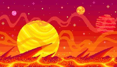 Pixel art game location. Stock Illustration