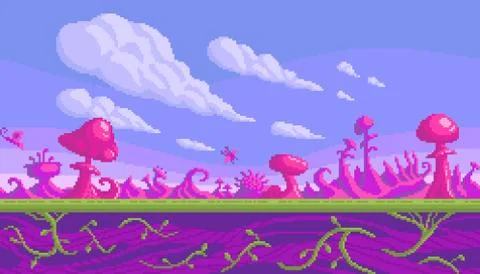 Pixel art game location. Stock-Illustration