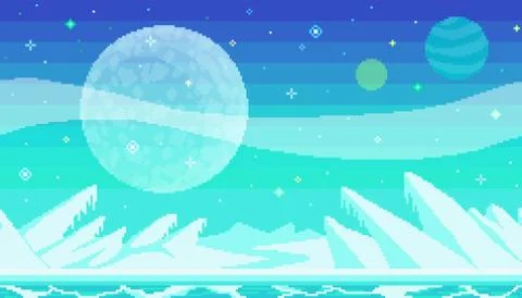 Pixel art game location. Stock Illustration