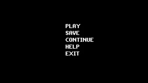 Pixel art game menu option text with play button animation Stock Footage 345477398
