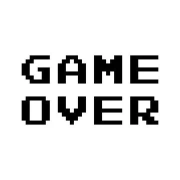 Pixel art game over text isolated on white background. Stock Illustration