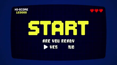 Pixel Art Game Start Screen with High Score Animation Stock Footage 343694589