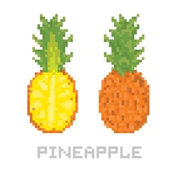 Pixel art game style pineapple isolated vector illustration Stock Illustration