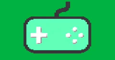 Pixel art gaming controller appearing on transparent background displaying pad Video stock 317595796
