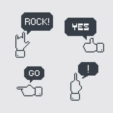 Pixel art gesture Ilustração Stock