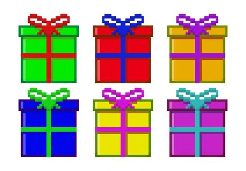 Pixel Art Gift Boxes Stock Illustration
