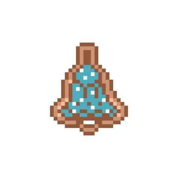 Pixel art gingerbread cookie bell design Stock Illustration
