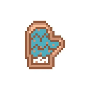 Pixel art gingerbread cookie snow glove design Illustrazione stock