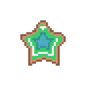 Pixel art gingerbread cookie star design Stock Illustration