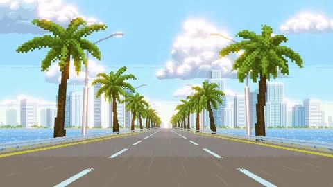 Pixel Art Glam on the Road Stock Footage 253602260
