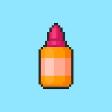 Pixel art Glue Bottle with Cap game asset design Ilustración de archivo