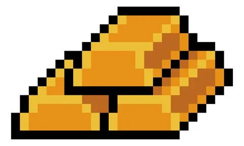 Pixel Art Gold Bar Stack Video Game Item Icon Stock Illustration