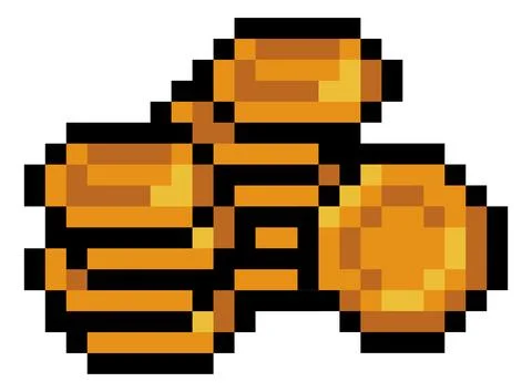 Pixel Art Gold Coins Stack Video Game Item Icon Illustrazione stock