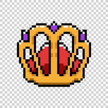 Pixel art gold crown object clipart vector Stock Illustration