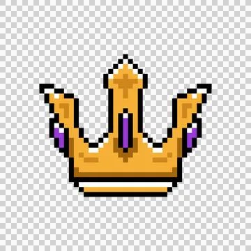 Pixel art gold crown object clipart isolated Illustrazione stock