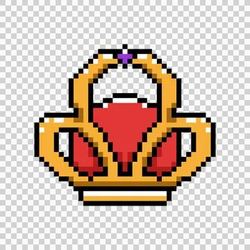 Pixel art gold crown object clipart graphic Stock Illustration