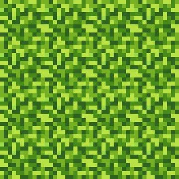 Pixel art green grass block texture. Seamless pattern. Stock Illustration