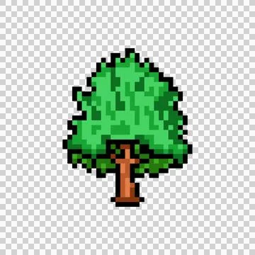 Pixel art green tree park graphic concept Illustration