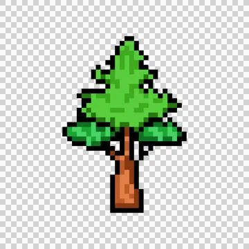 Pixel art green tree park graphic isolated Illustration