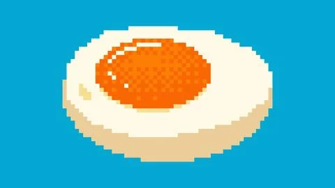 Pixel art of half an egg. Boiled egg in 8-bit video game style. Vector illu.. イラスト素材