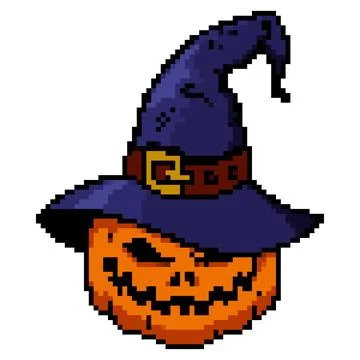 Pixel art halloween pumpkin icon isolated on white background. Vector illus.. Illustrazione stock