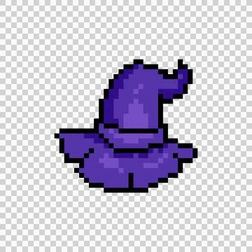 Pixel art halloween witch hat graphic design vector 库存插图