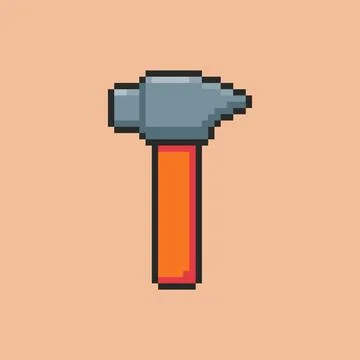 Pixel art hammer design Stock Illustration