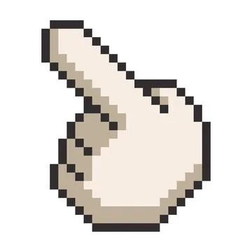 Pixel art hand cursor. Retro style pointer vector illustration. Illustrazione stock