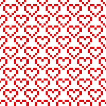 Pixel art heart seamless pattern Stock Illustration