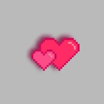 Pixel art hearts with shadow. Stock-Illustration