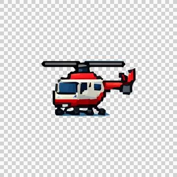 Pixel Art Helicopter Design Vector Stock Illustration