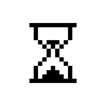 Pixel art hourglass cursor icon isolated on white background. 스톡 일러스트