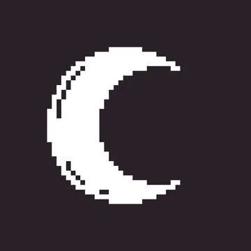 Pixel art icon of crescent moon	 Stock-Illustration