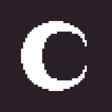 Pixel art icon of crescent moon	 Иллюстрация