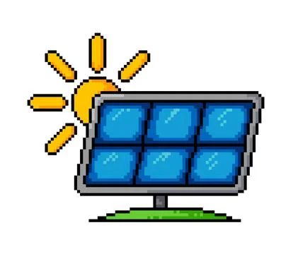 Pixel art icon of solar panel. Pixelated renewable energy, green energy Stock Illustration