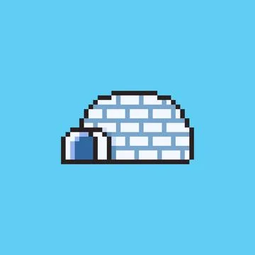 Pixel art Igloo game asset design Stock Illustration