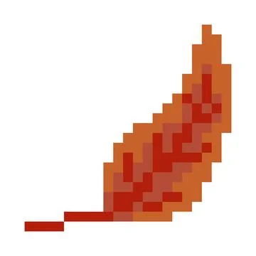 Pixel art illustration of a single brown autumn leaf with a warm red and or.. Stock Illustration