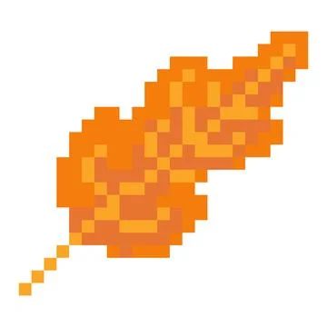 Pixel art illustration of a single brown autumn leaf with a warm red and or.. Stock Illustration