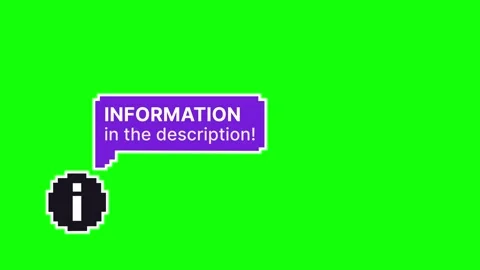 Pixel Art Info In Description Banner Purple Dark 4K Green Screen Stock Footage 342973942
