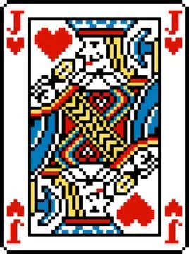Pixel Art Jack of Hearts Playing Card Design Illustrazione stock