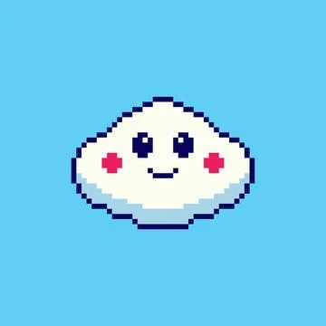 Pixel art Kawaii Cloud game asset design Stock Illustration