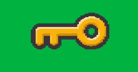 Pixel art key floating on transparent ba... | Stock Video | Pond5