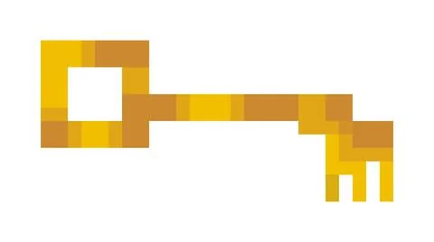 Pixel art key simple yellow Stock Illustration