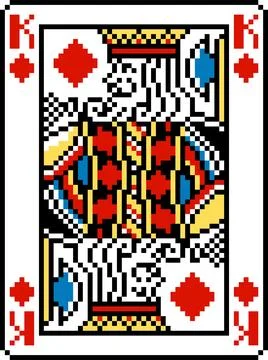 Pixel Art King of Diamonds Playing Card Design Stockillustratie