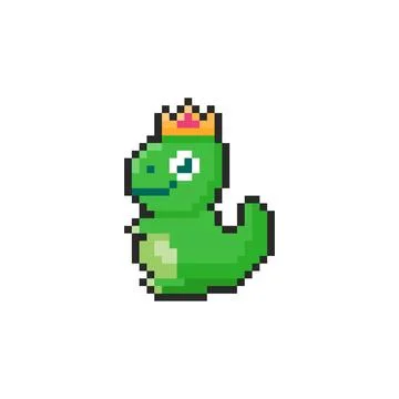 Pixel art King Lizard Character game asset design Illustrazione stock