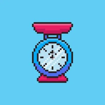 Pixel art Kitchen Scale game asset design Stock Illustration