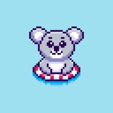 Pixel art Koala Floating game asset design Stock Illustration