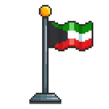 Pixel art Kuwait Flag game asset design Stock Illustration